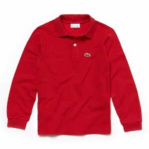 Lacoste Red Long-Sleeve Polo Top for Kids sz 10, NEW